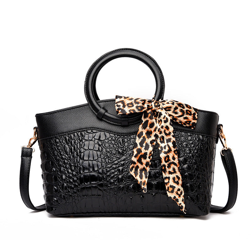 Chloé Montclair Croc-Embossed Handbag with Round Handles
