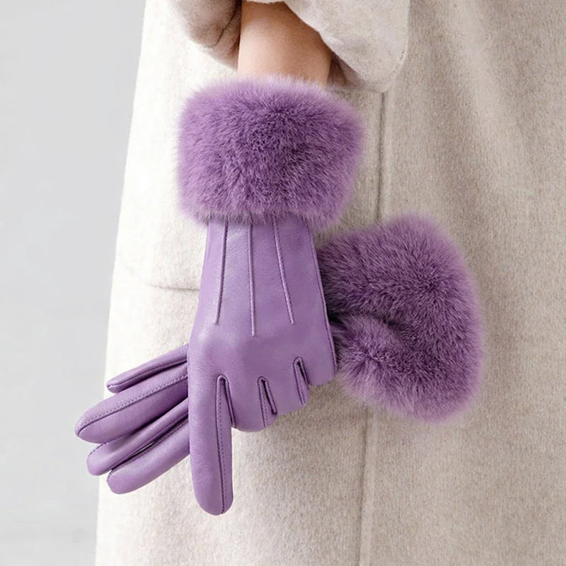 Chloé Montclair Gloves with Faux Fur Cuff