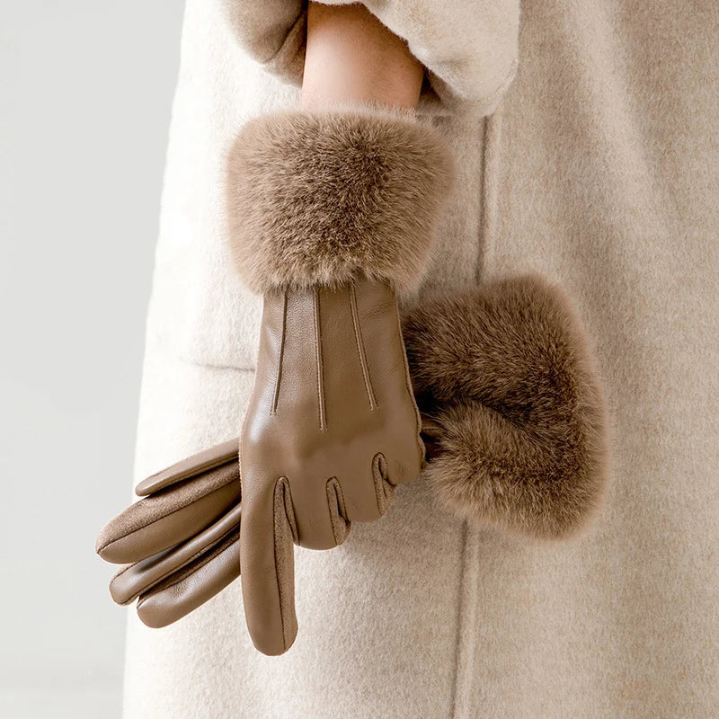 Chloé Montclair Gloves with Faux Fur Cuff
