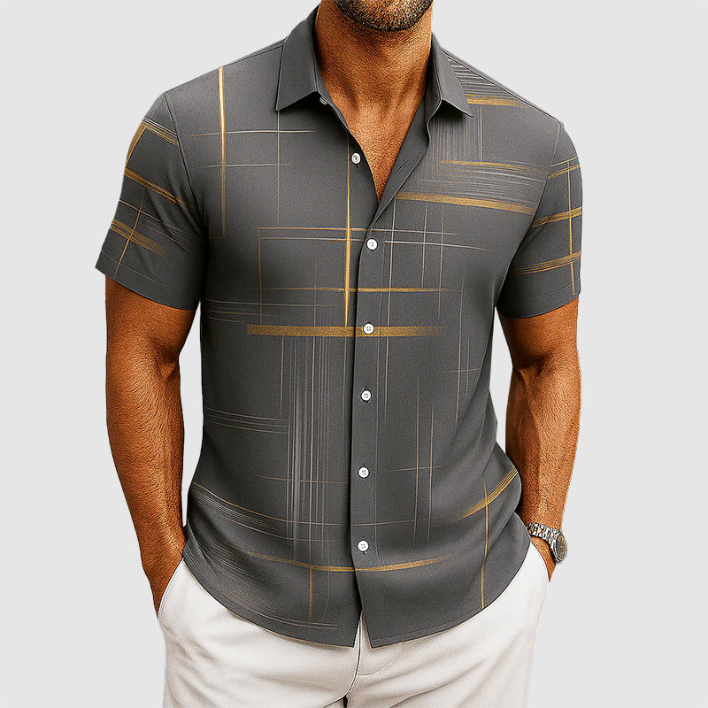 Christopher - Men’s Silk-Feel Patterned Button-Up Shirt