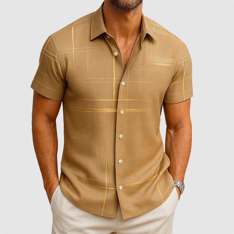 Christopher - Men’s Silk-Feel Patterned Button-Up Shirt