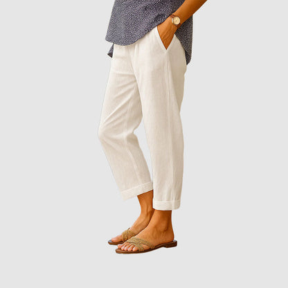 Clara - Women's Straight-Leg Linen Pants
