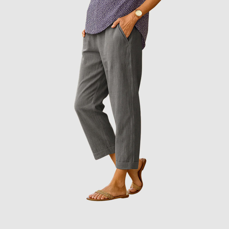 Clara - Women's Straight-Leg Linen Pants