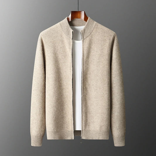 Classic Cashmere Wool Men’s Zipper Cardigan