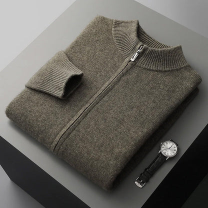 Classic Cashmere Wool Men’s Zipper Cardigan