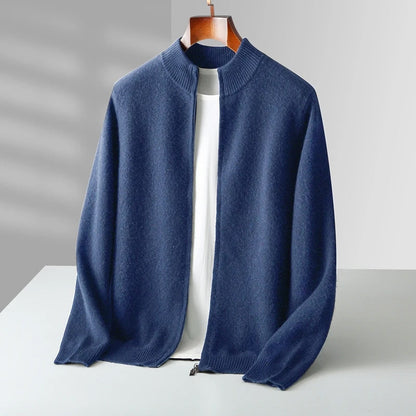 Classic Cashmere Wool Men’s Zipper Cardigan