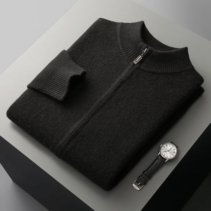 Classic Cashmere Wool Men’s Zipper Cardigan