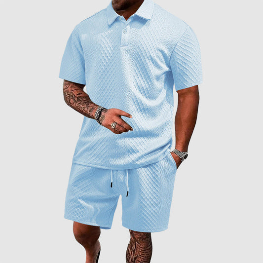Colton - Men's Textured Polo & Drawstring Shorts Set