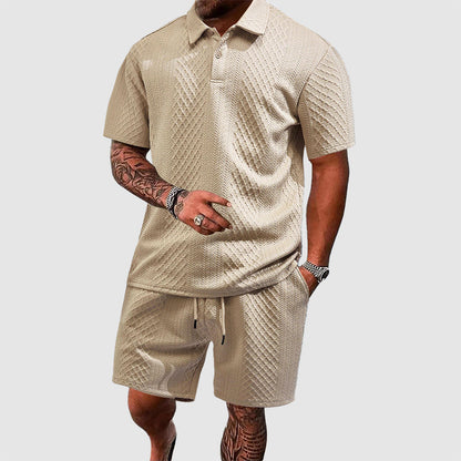 Colton - Men's Textured Polo & Drawstring Shorts Set