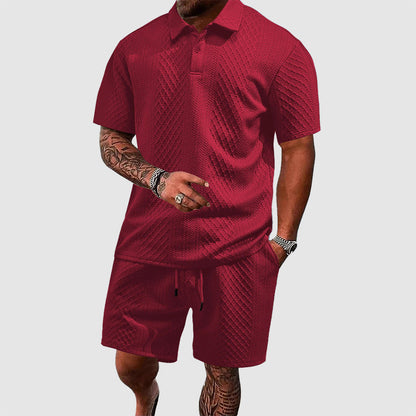 Colton - Men's Textured Polo & Drawstring Shorts Set