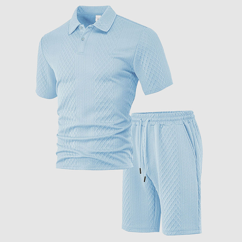 Colton - Men's Textured Polo & Drawstring Shorts Set