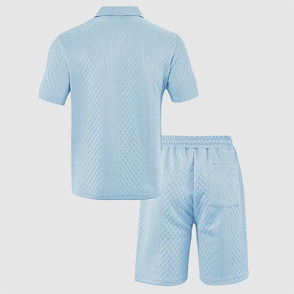 Colton - Men's Textured Polo & Drawstring Shorts Set