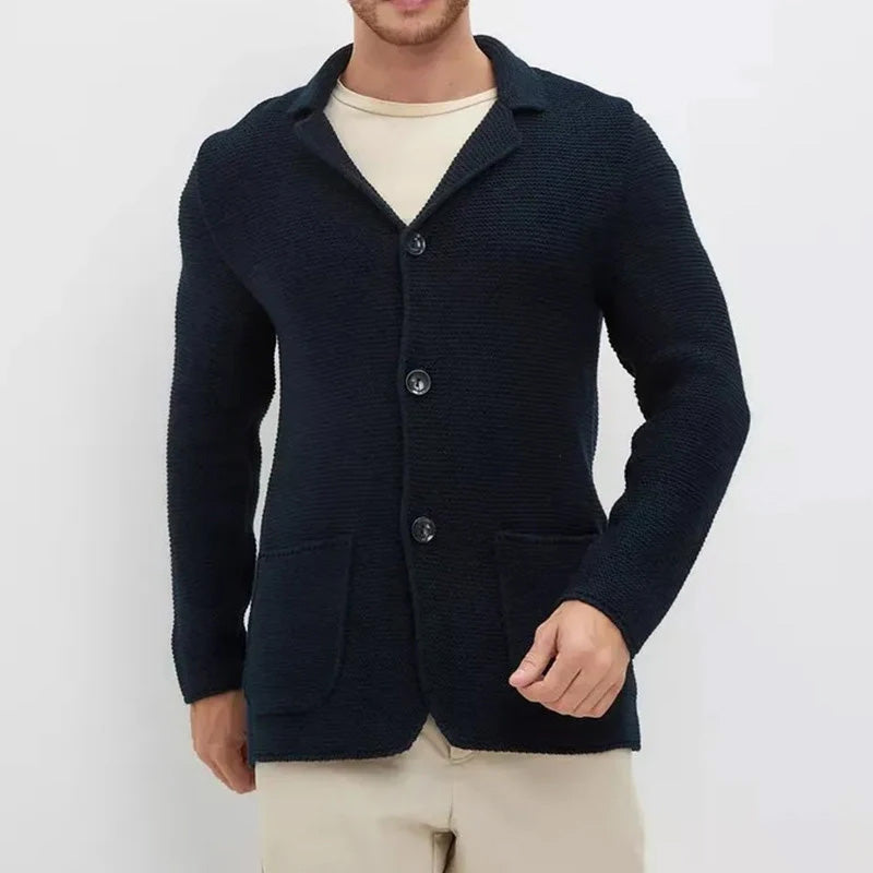 Cozy Button-Front Knitted Men's Cardigan