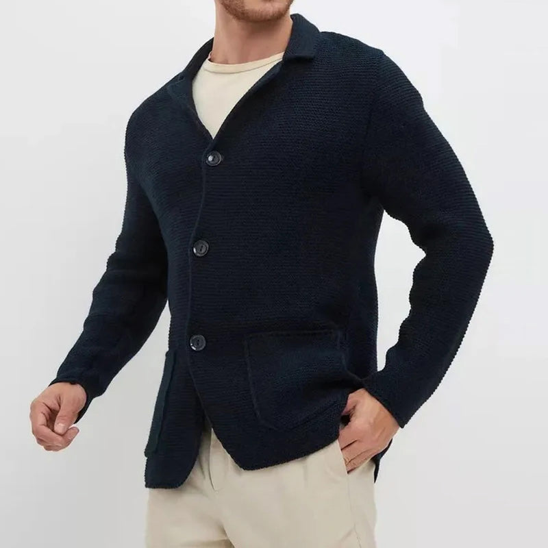 Cozy Button-Front Knitted Men's Cardigan