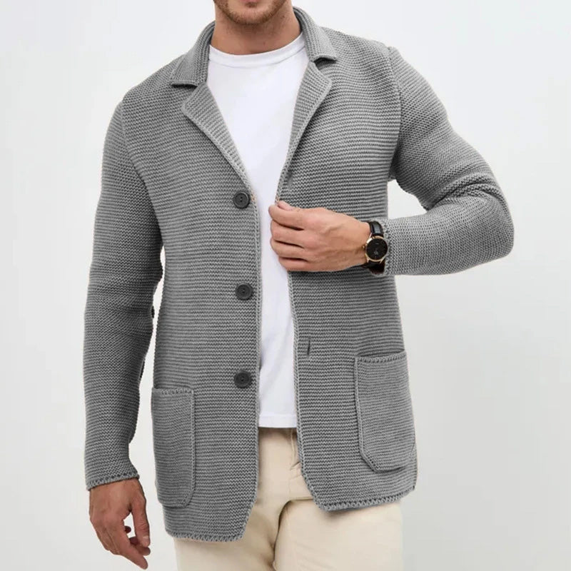 Cozy Button-Front Knitted Men's Cardigan