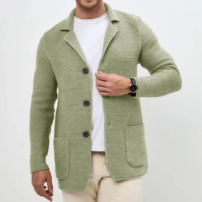 Cozy Button-Front Knitted Men's Cardigan