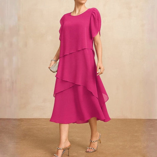 Danielle - Women's Layered Chiffon Midi Dress