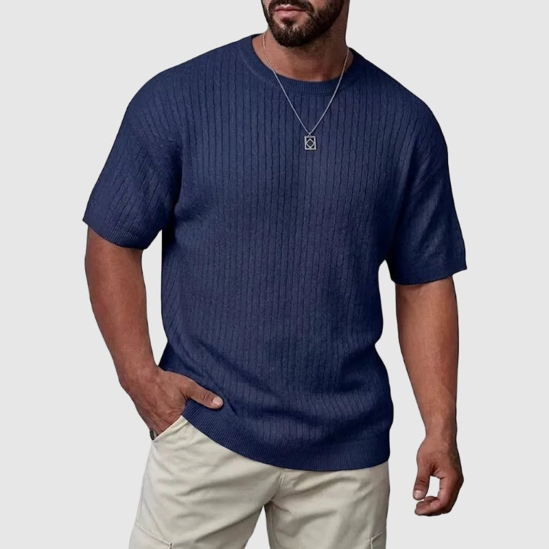 Dennis - Men’s Textured Knit Short Sleeve Sweater