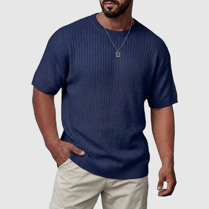 Dennis - Men’s Textured Knit Short Sleeve Sweater