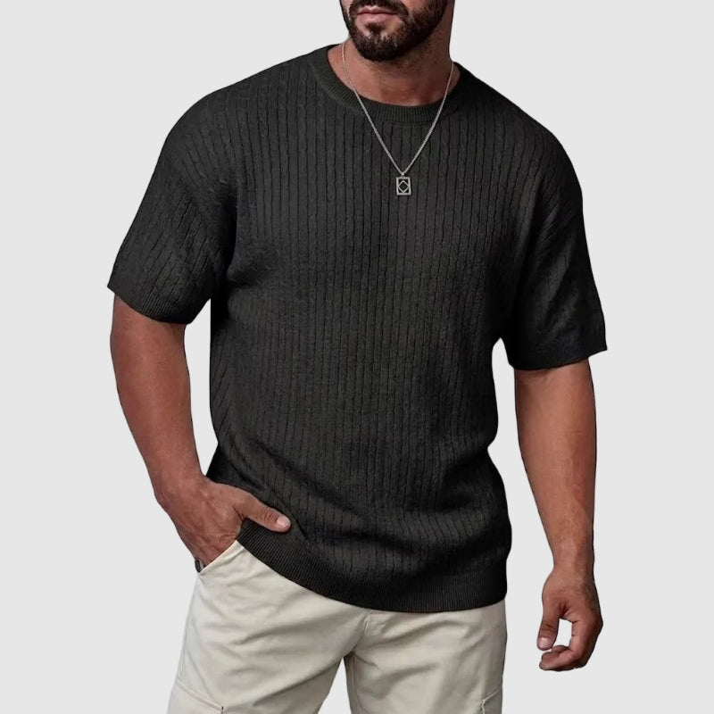 Dennis - Men’s Textured Knit Short Sleeve Sweater