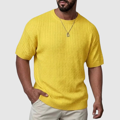 Dennis - Men’s Textured Knit Short Sleeve Sweater