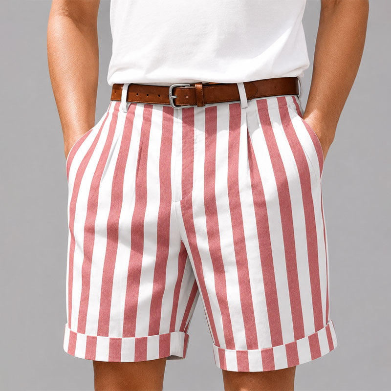 Dexter - Men's Vertical Stripe Rolled Hem Shorts