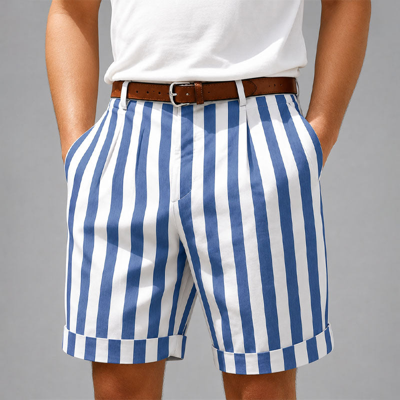 Dexter - Men's Vertical Stripe Rolled Hem Shorts