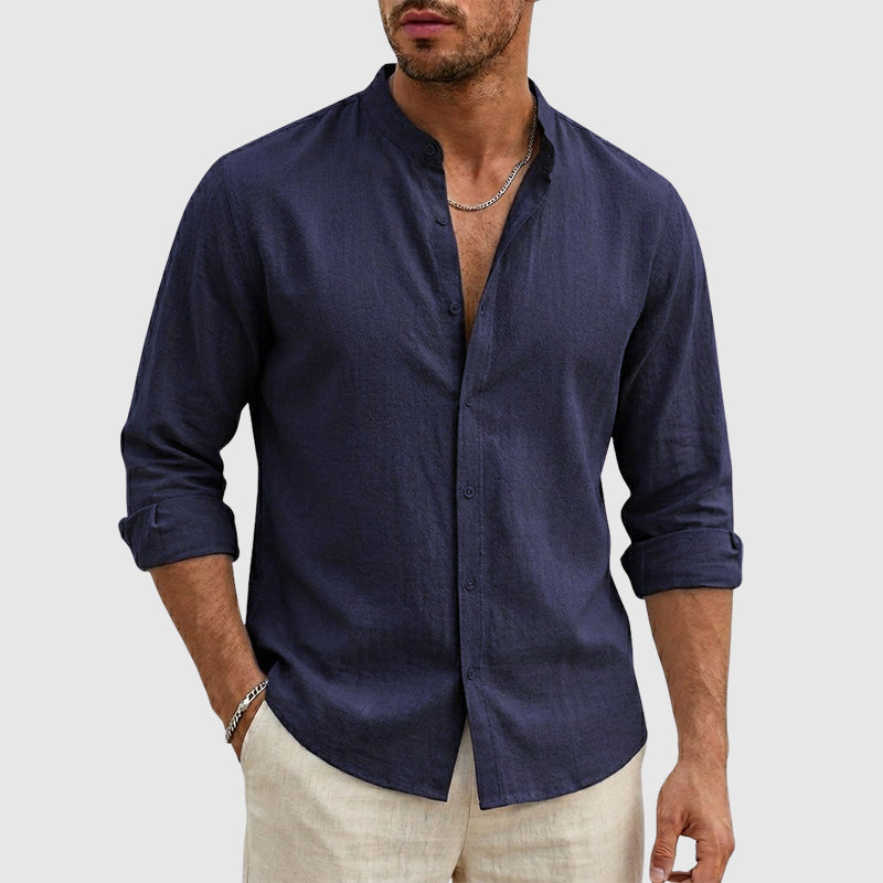 Dylan - Men's Linen Stand Collar Long Sleeve Shirt