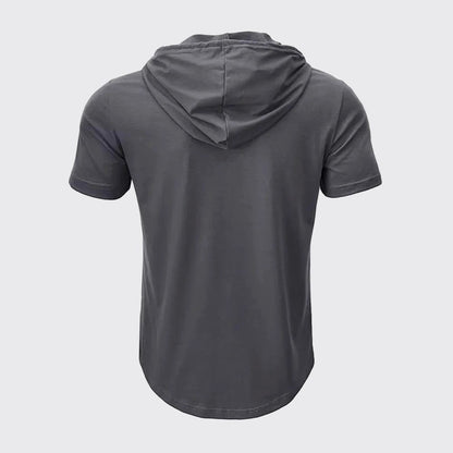 Edward - Men's Short Sleeve Linen Hooded Henley Shirt