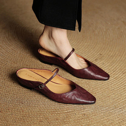 Elegant Genuine Leather Pointed Flats