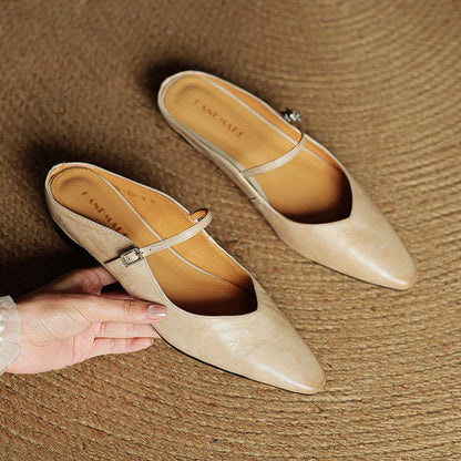Elegant Genuine Leather Pointed Flats