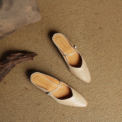 Elegant Genuine Leather Pointed Flats