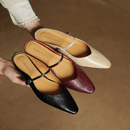 Elegant Genuine Leather Pointed Flats