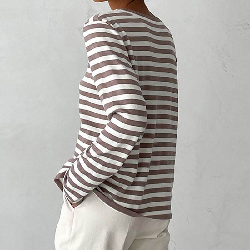 Elise Leroy Chic Striped Long-Sleeve Shirt