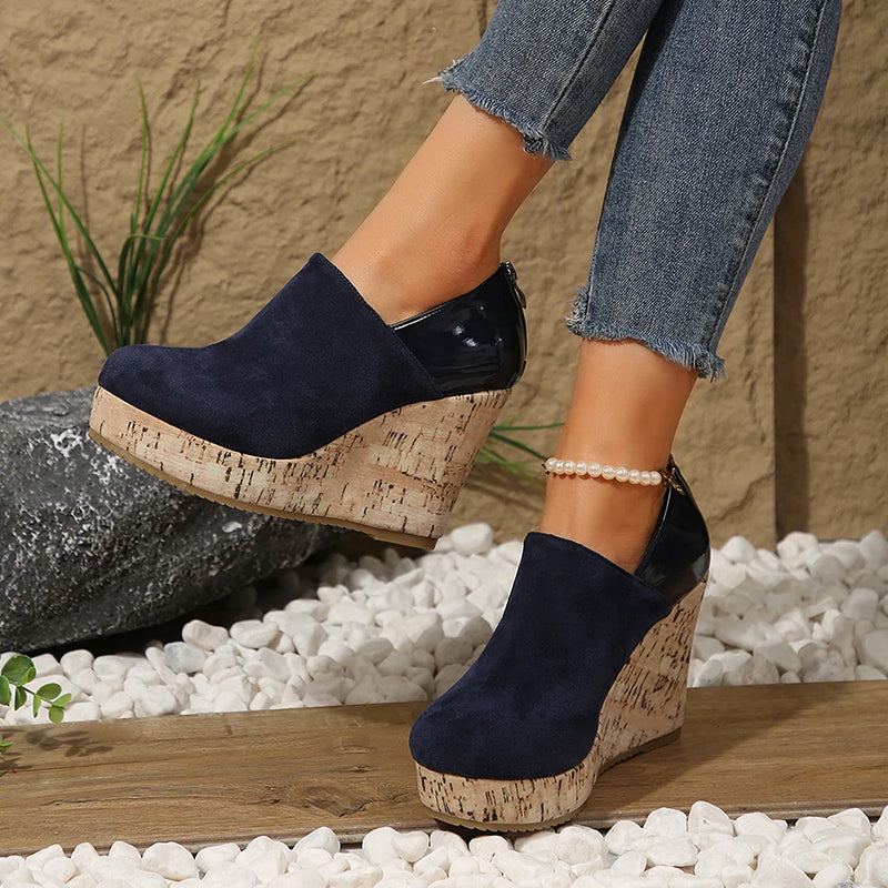 Elise Leroy Cork Wedge Slip-On Pumps