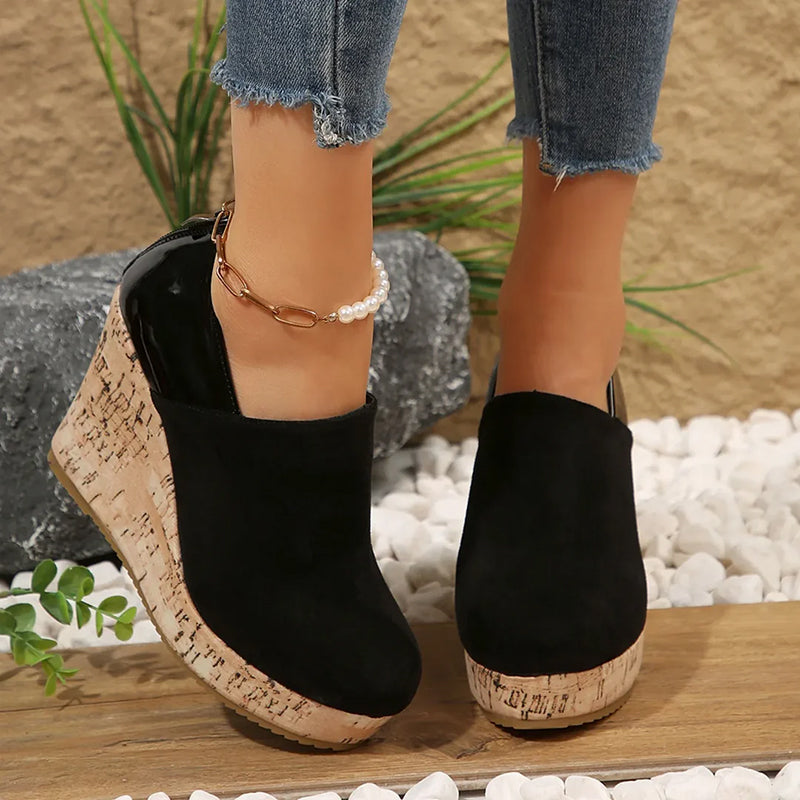 Elise Leroy Cork Wedge Slip-On Pumps