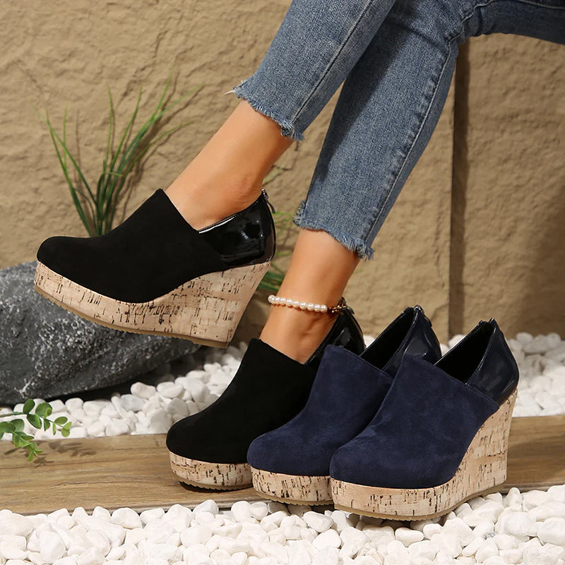 Elise Leroy Cork Wedge Slip-On Pumps