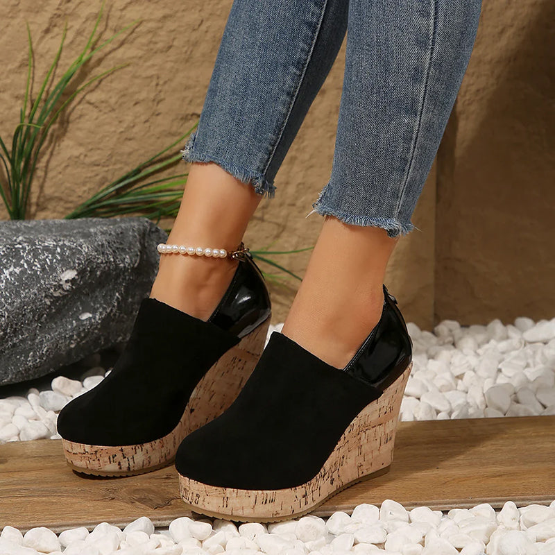 Elise Leroy Cork Wedge Slip-On Pumps