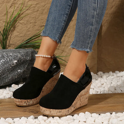 Elise Leroy Cork Wedge Slip-On Pumps