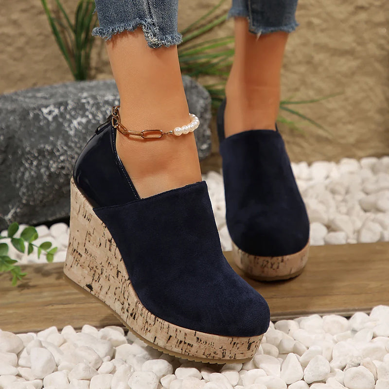 Elise Leroy Cork Wedge Slip-On Pumps