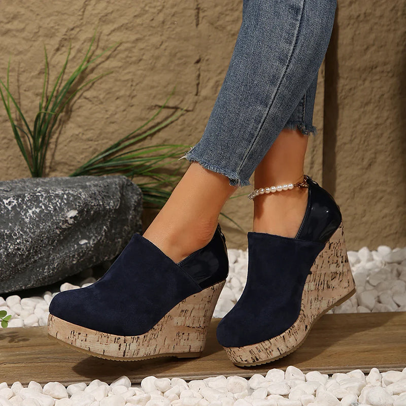 Elise Leroy Cork Wedge Slip-On Pumps