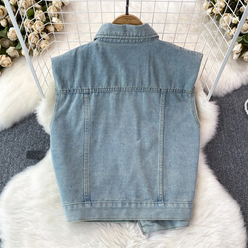 Elise Leroy Femme Frayed Denim Vest