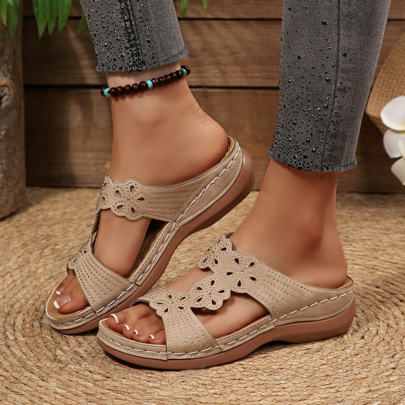 Elise Leroy Rhinestone Wedge Sandals