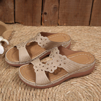 Elise Leroy Rhinestone Wedge Sandals