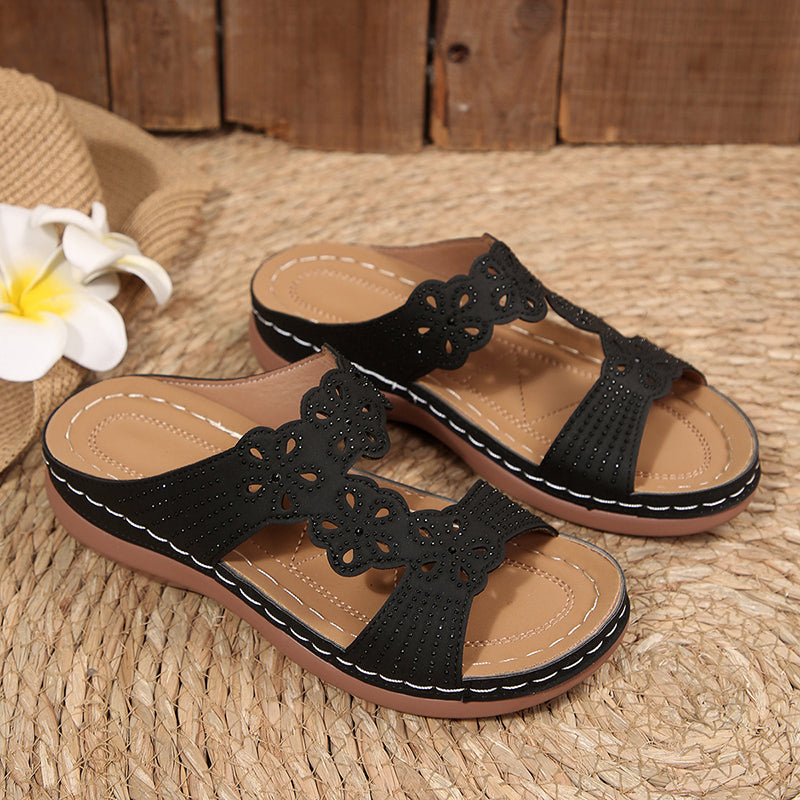 Elise Leroy Rhinestone Wedge Sandals