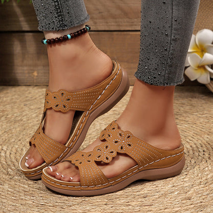 Elise Leroy Rhinestone Wedge Sandals