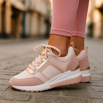 Elise Leroy Wedge Sneakers with Metallic Detail