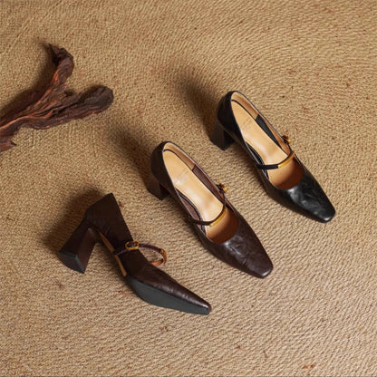 Eloria Genuine Leather Mary Jane Heels