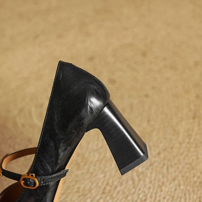 Eloria Genuine Leather Mary Jane Heels