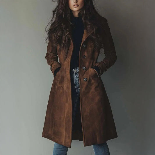 Éloure Brown Suede Longline Coat